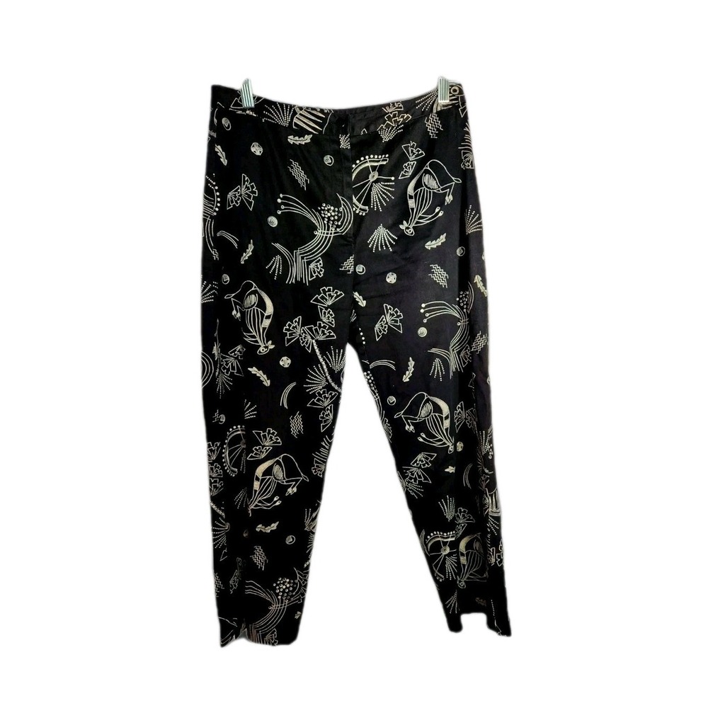 Hearts of Palm Women's Size 6 Crop Pants Slinky Party Black + White Print EUC